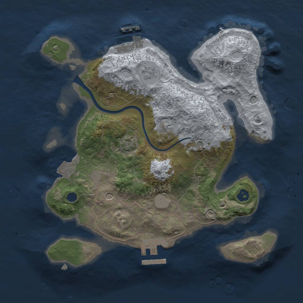 Rust Map: Procedural Map, Size: 2500, Seed: 12515, 6 Monuments