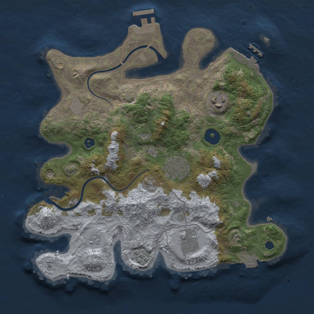 Rust Map: Procedural Map, Size: 3000, Seed: 95258, 10 Monuments