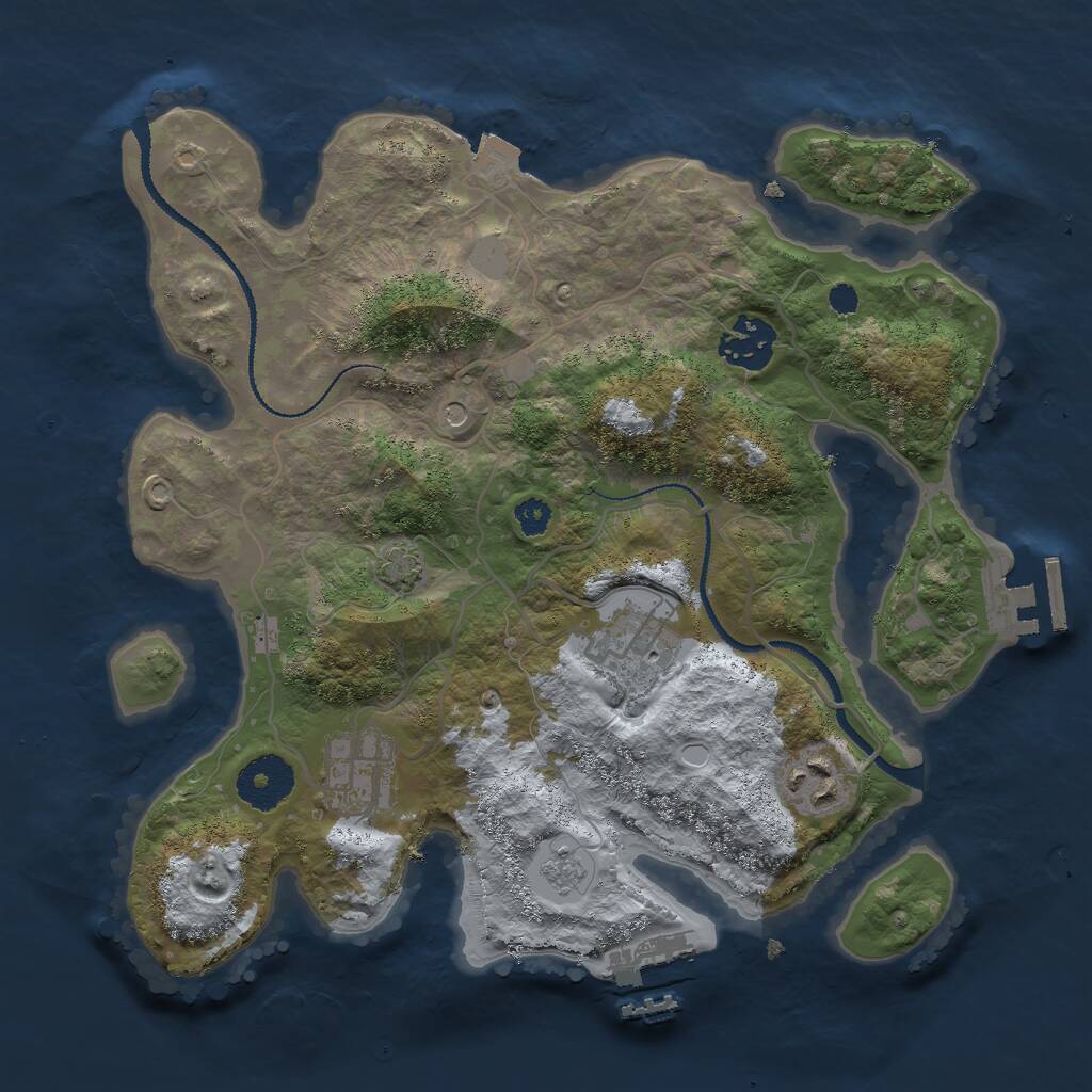 Rust Map: Procedural Map, Size: 3000, Seed: 3666, 10 Monuments