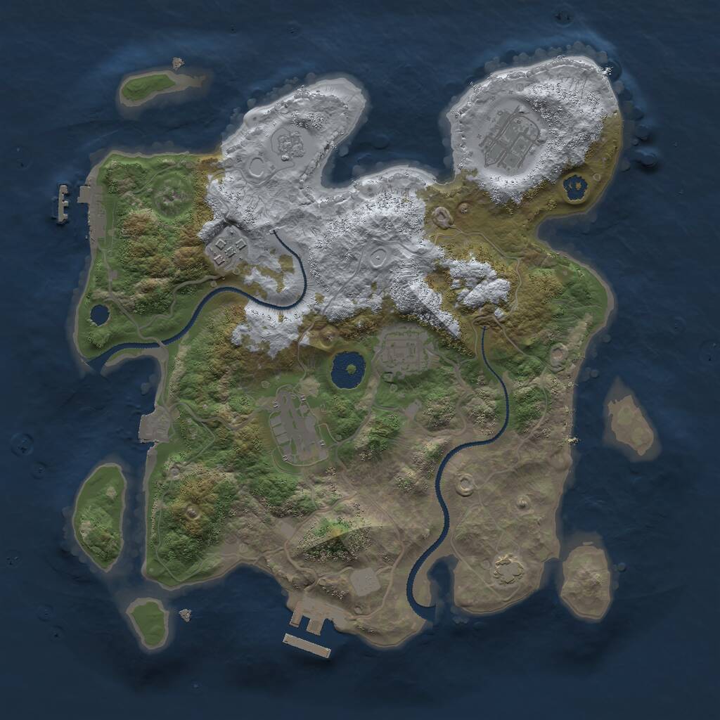 Rust Map: Procedural Map, Size: 3000, Seed: 79952, 9 Monuments