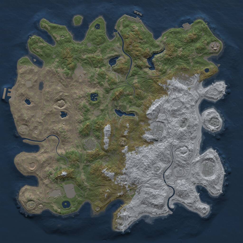 Rust Map: Procedural Map, Size: 4500, Seed: 37335, 17 Monuments