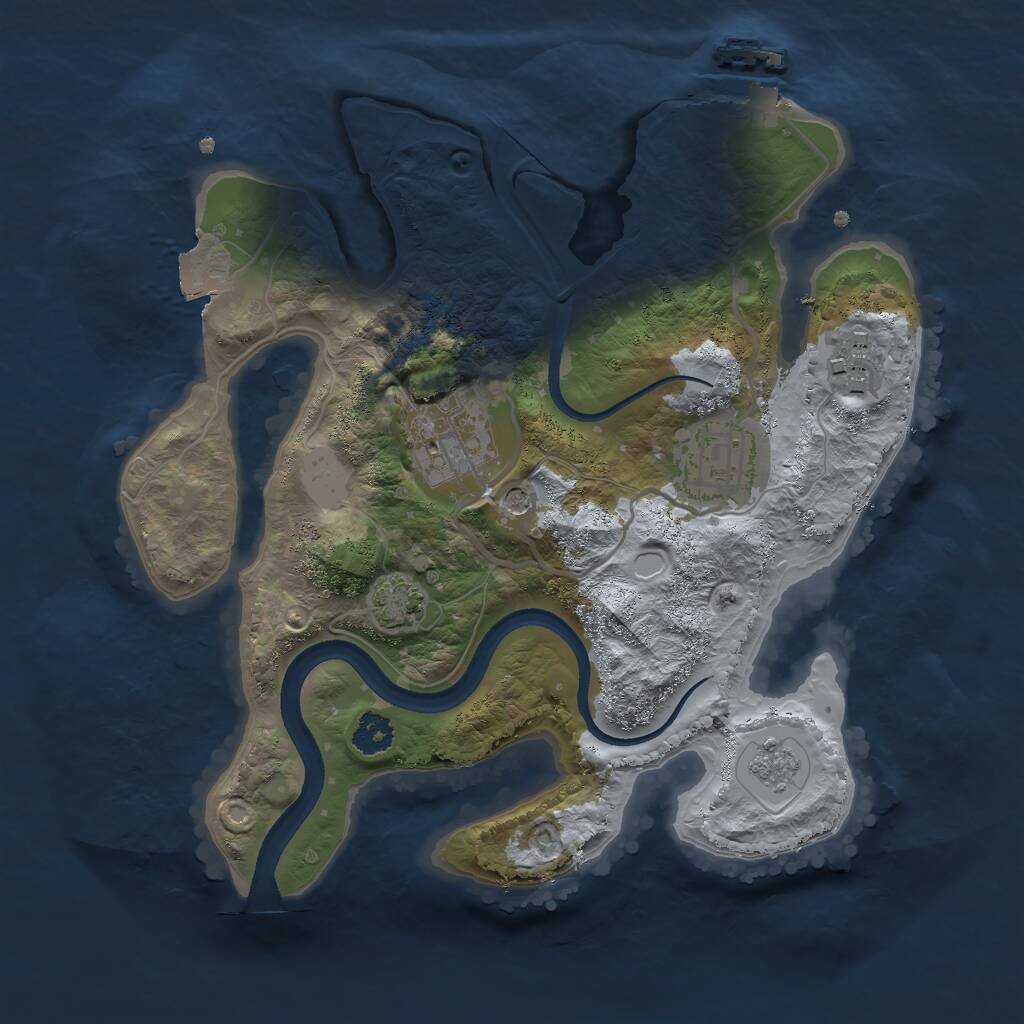 Rust Map: Procedural Map, Size: 2500, Seed: 1265333680, 8 Monuments