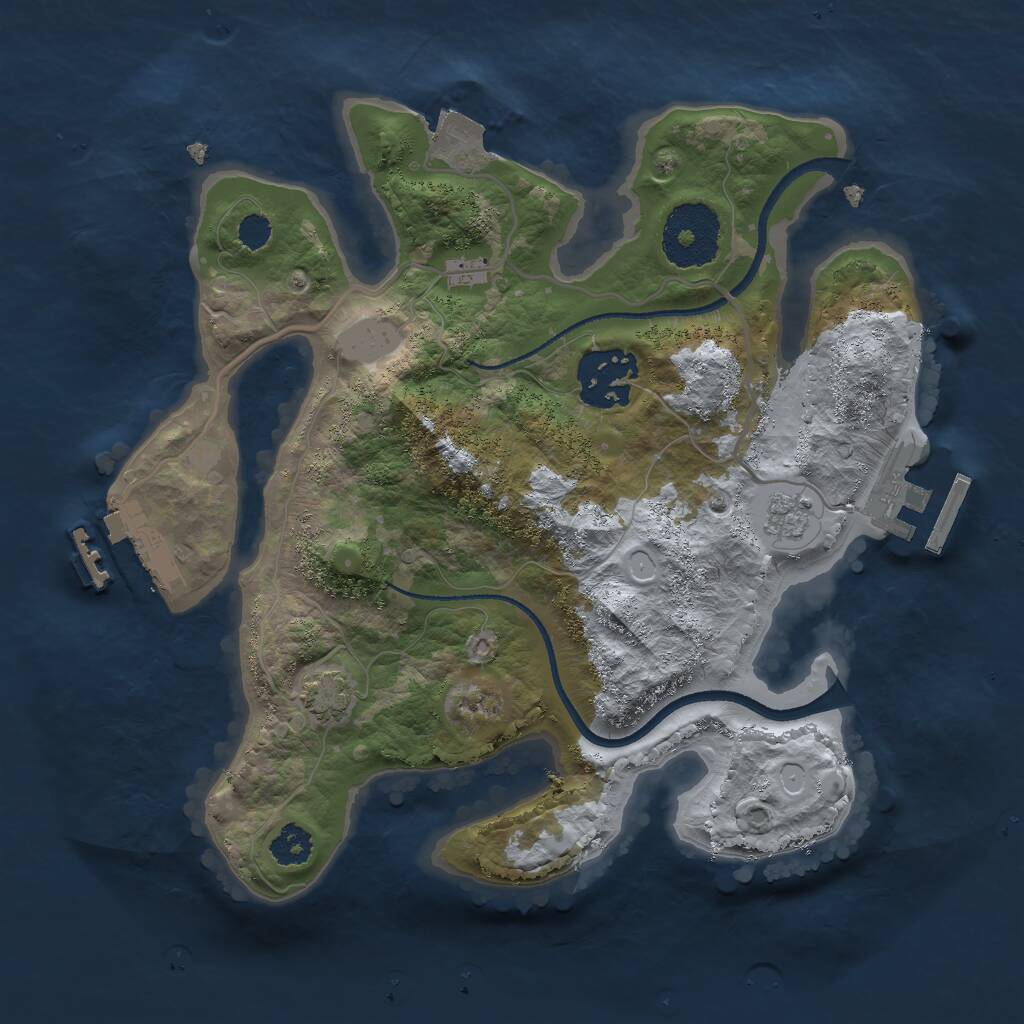 Rust Map: Procedural Map, Size: 2500, Seed: 1265333680, 6 Monuments