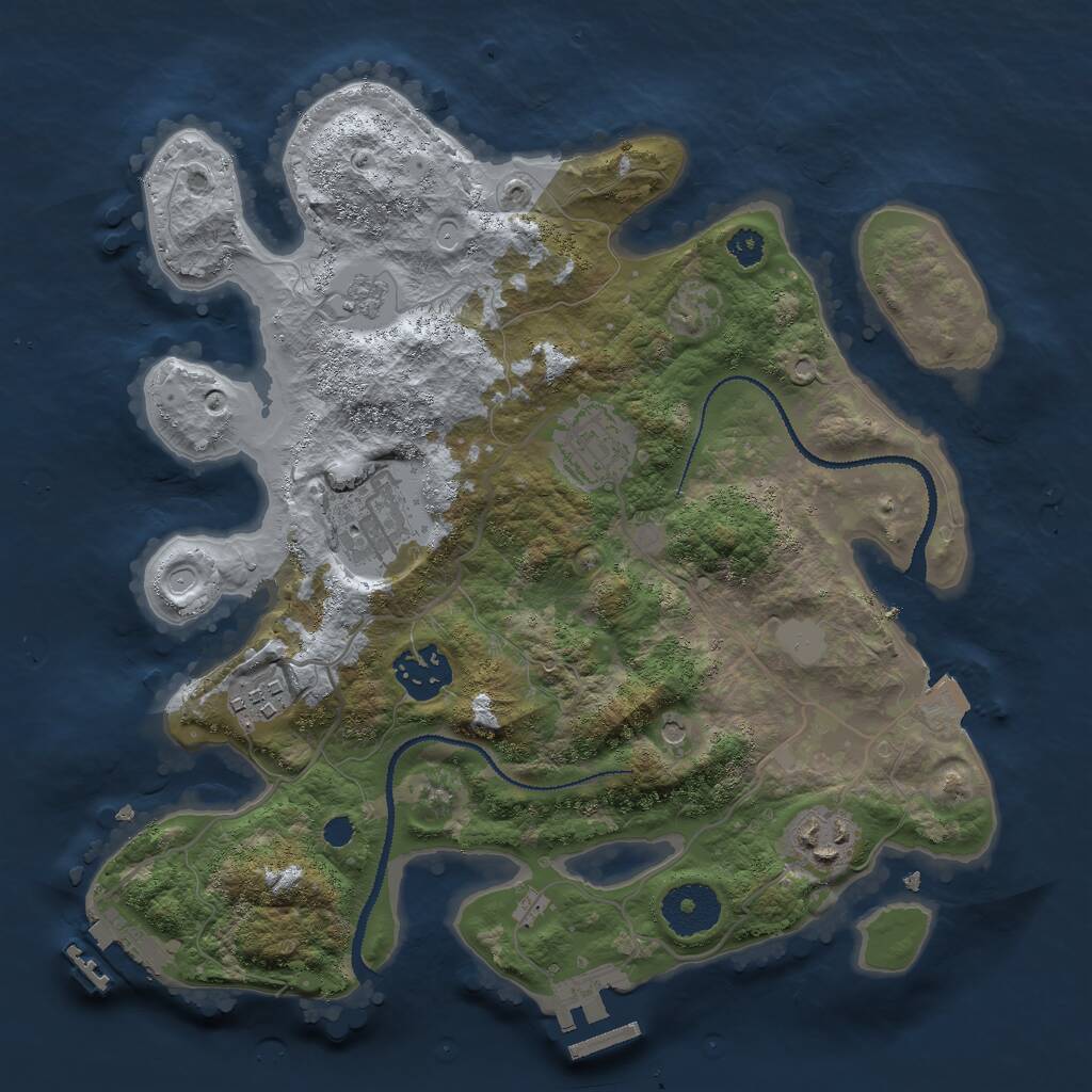 Rust Map: Procedural Map, Size: 3000, Seed: 44563459, 10 Monuments