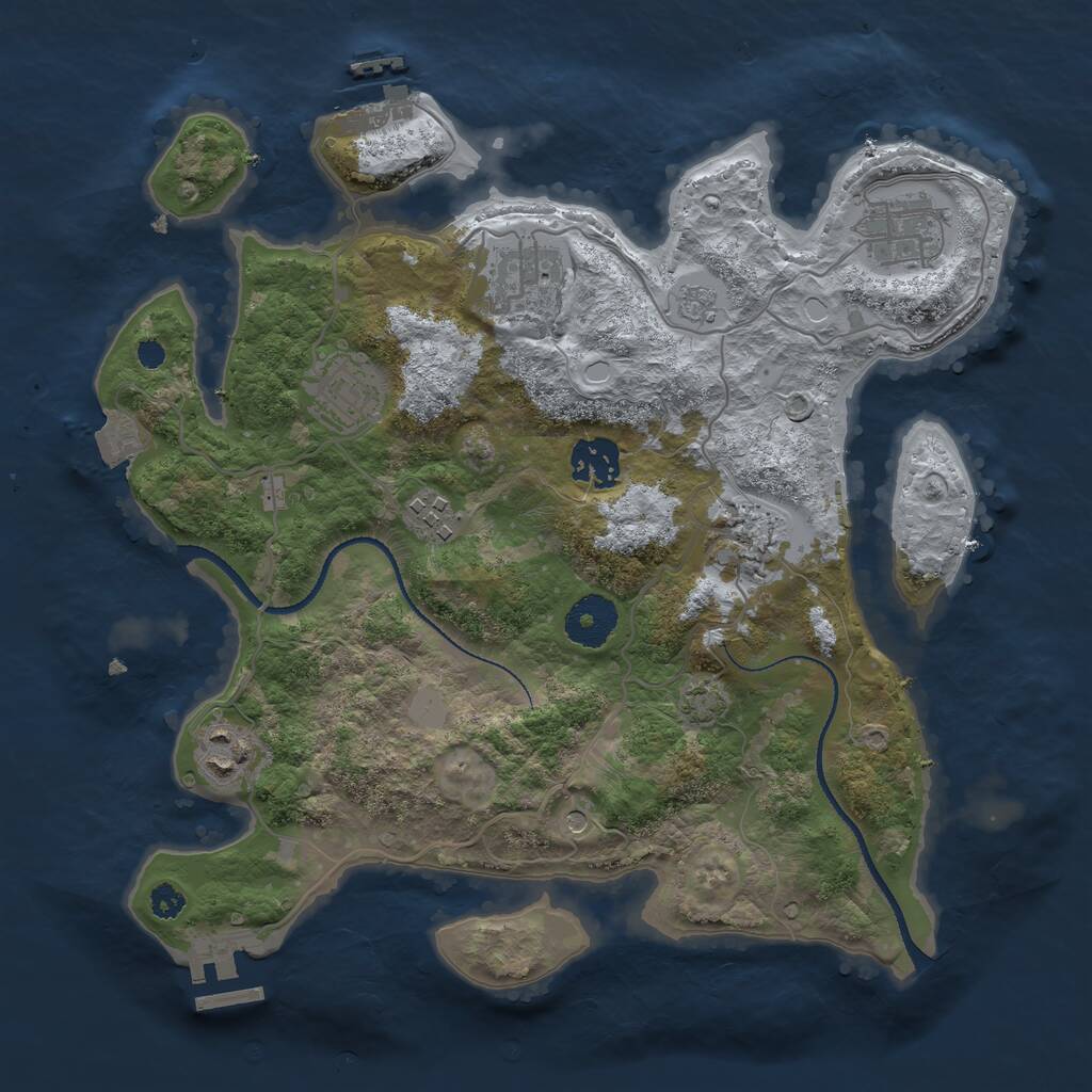 Rust Map: Procedural Map, Size: 3200, Seed: 545908741, 13 Monuments