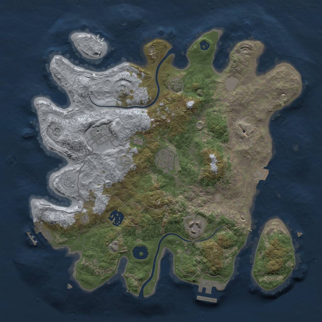 Rust Map: Procedural Map, Size: 3250, Seed: 1745642156, 10 Monuments