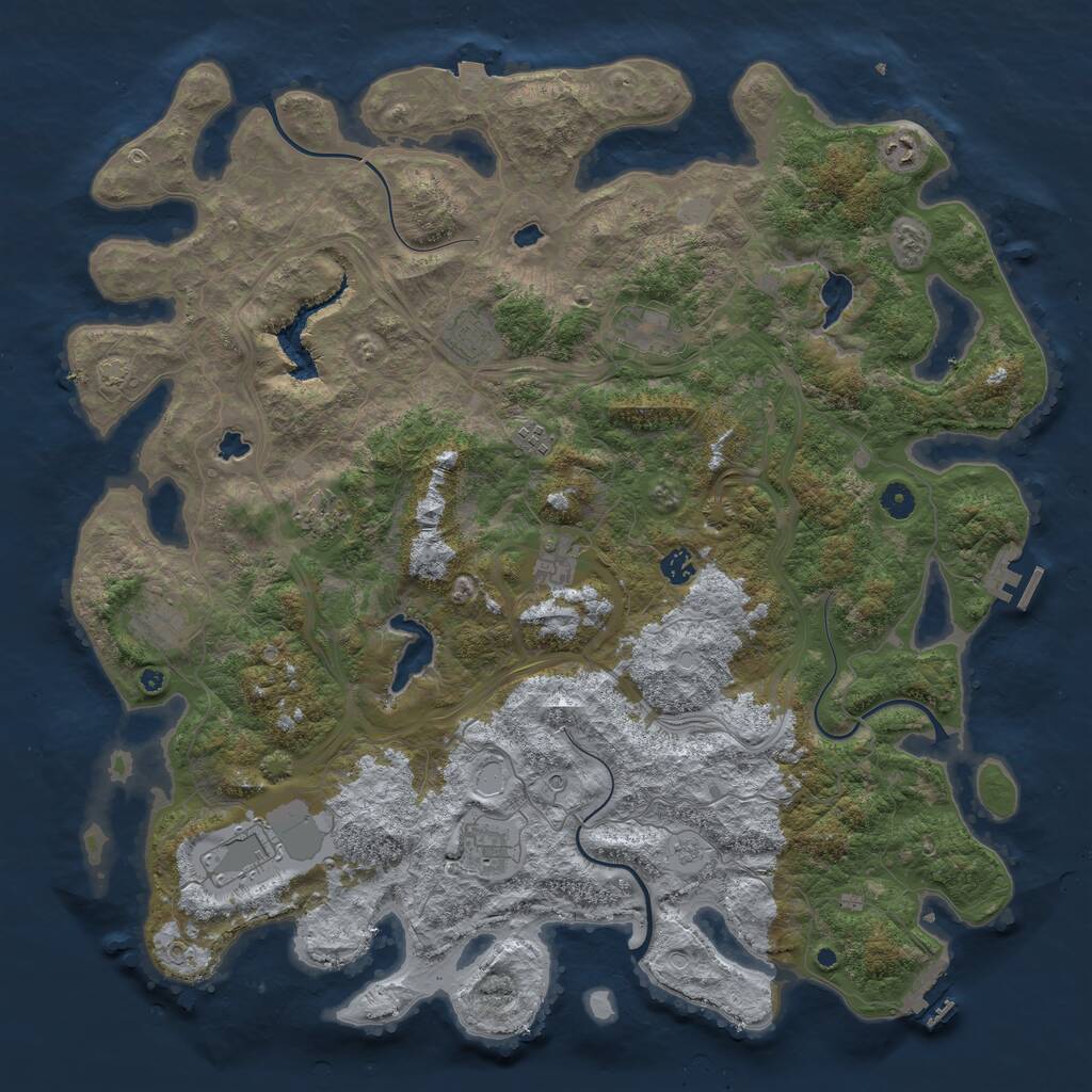 Rust Map: Procedural Map, Size: 4800, Seed: 818429869, 16 Monuments
