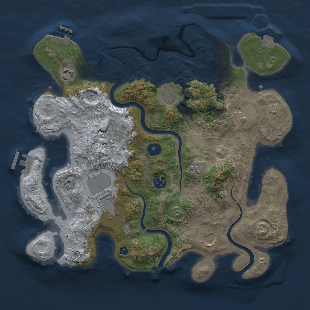 Rust Map: Procedural Map, Size: 3500, Seed: 34756348, 14 Monuments