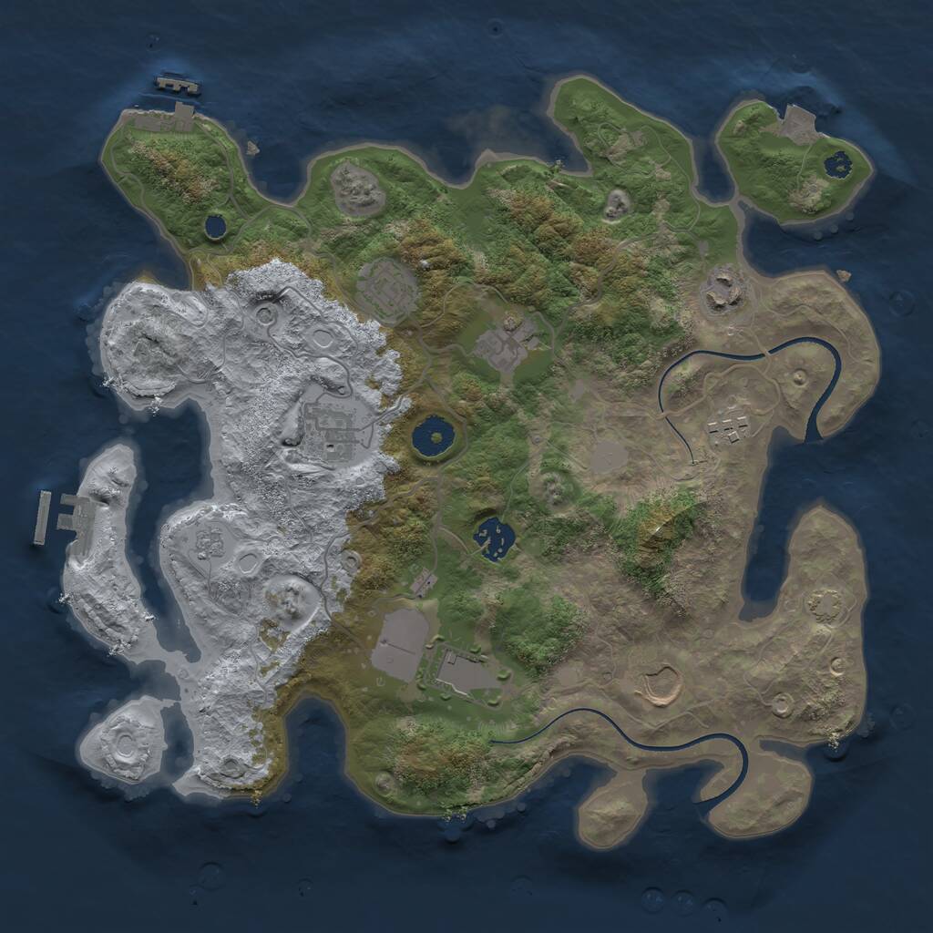 Rust Map: Procedural Map, Size: 3500, Seed: 34756348, 14 Monuments