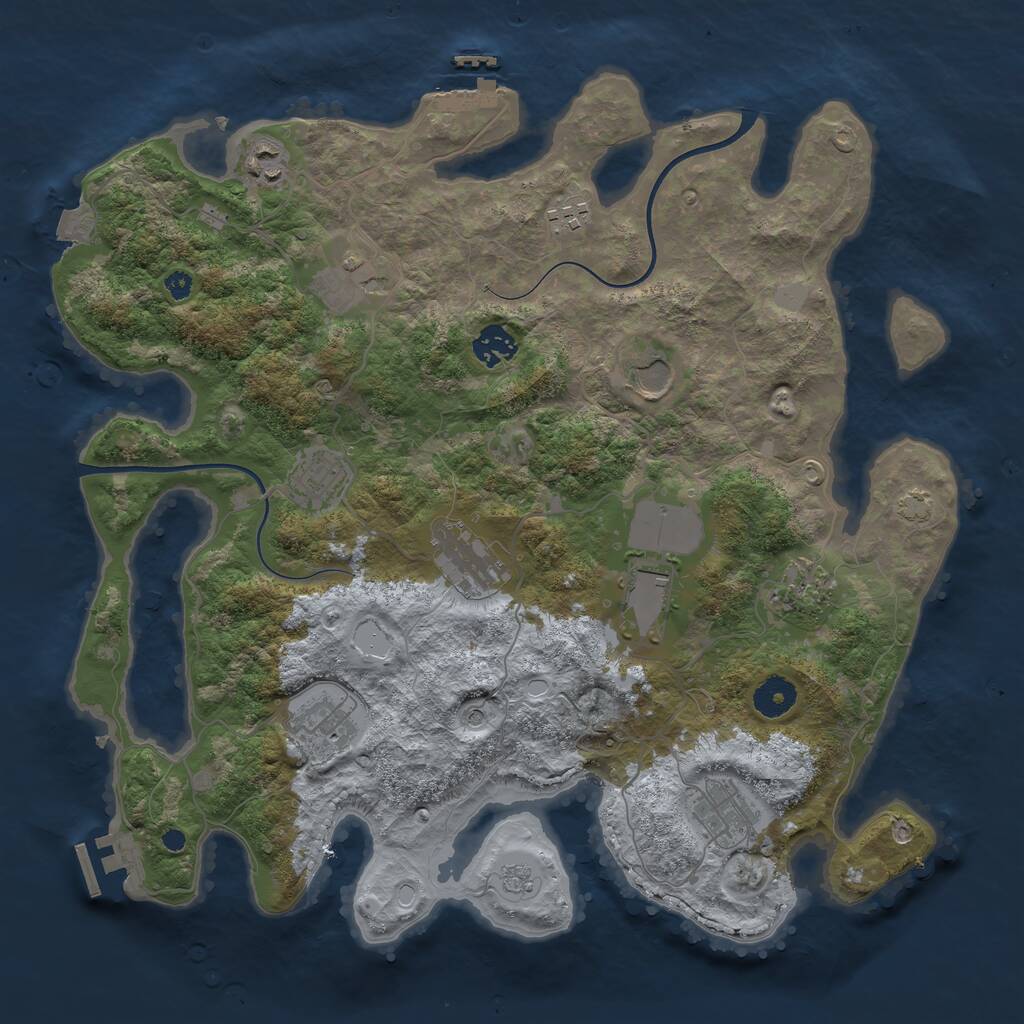 Rust Map: Procedural Map, Size: 3750, Seed: 660972713, 17 Monuments