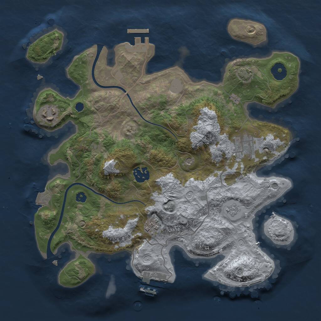 Rust Map: Procedural Map, Size: 3000, Seed: 29773, 10 Monuments