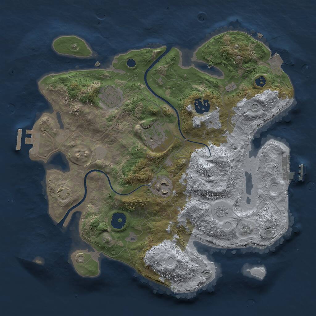 Rust Map: Procedural Map, Size: 3000, Seed: 158380085, 10 Monuments