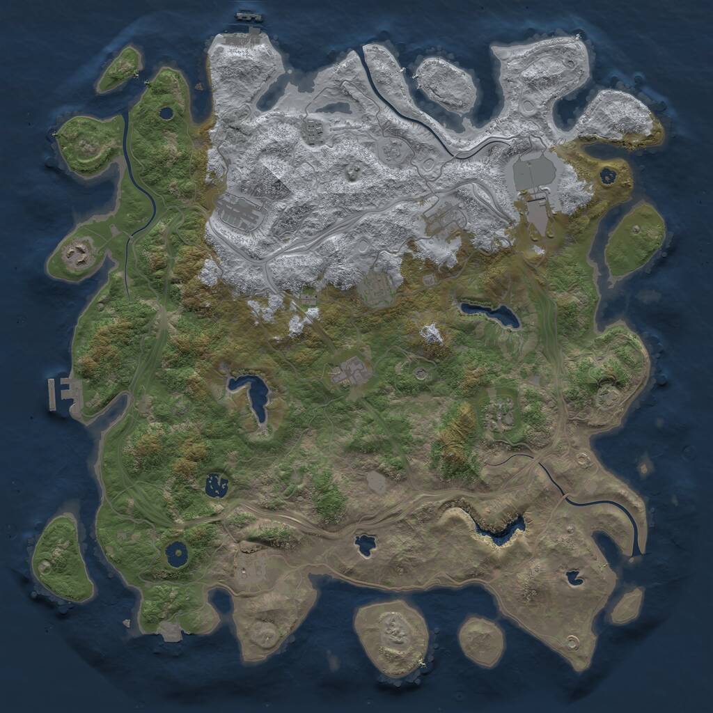 Rust Map: Procedural Map, Size: 4500, Seed: 494890946, 16 Monuments