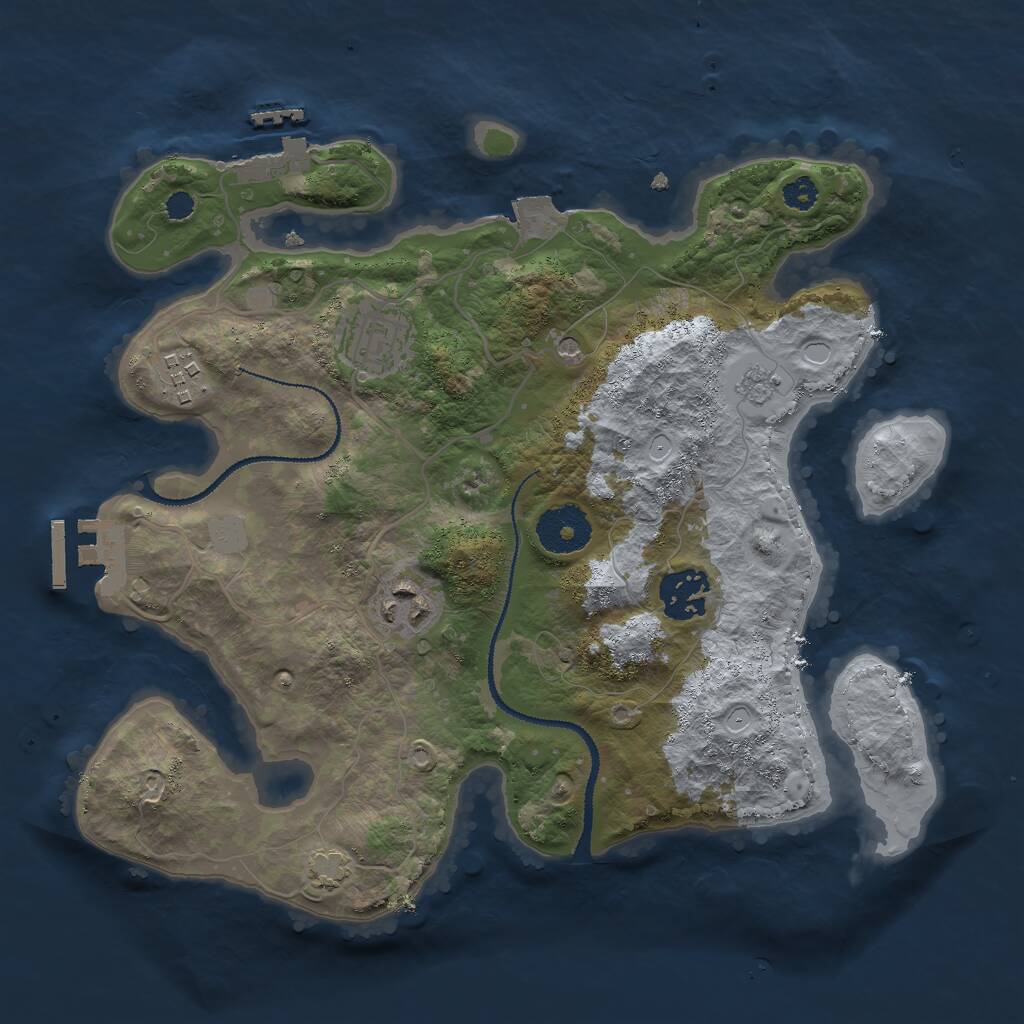 Rust Map: Procedural Map, Size: 3000, Seed: 28780, 10 Monuments