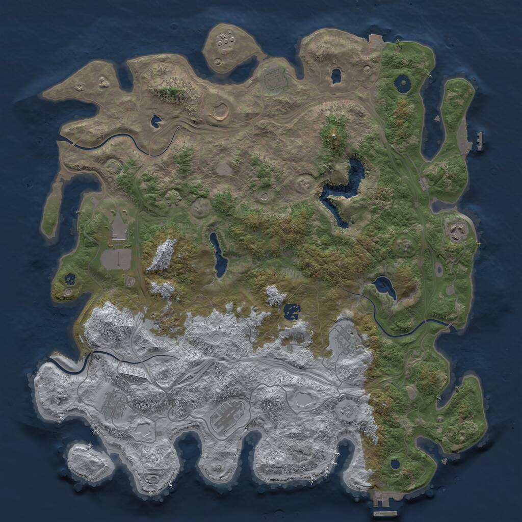 Rust Map: Procedural Map, Size: 4500, Seed: 1299977936, 16 Monuments