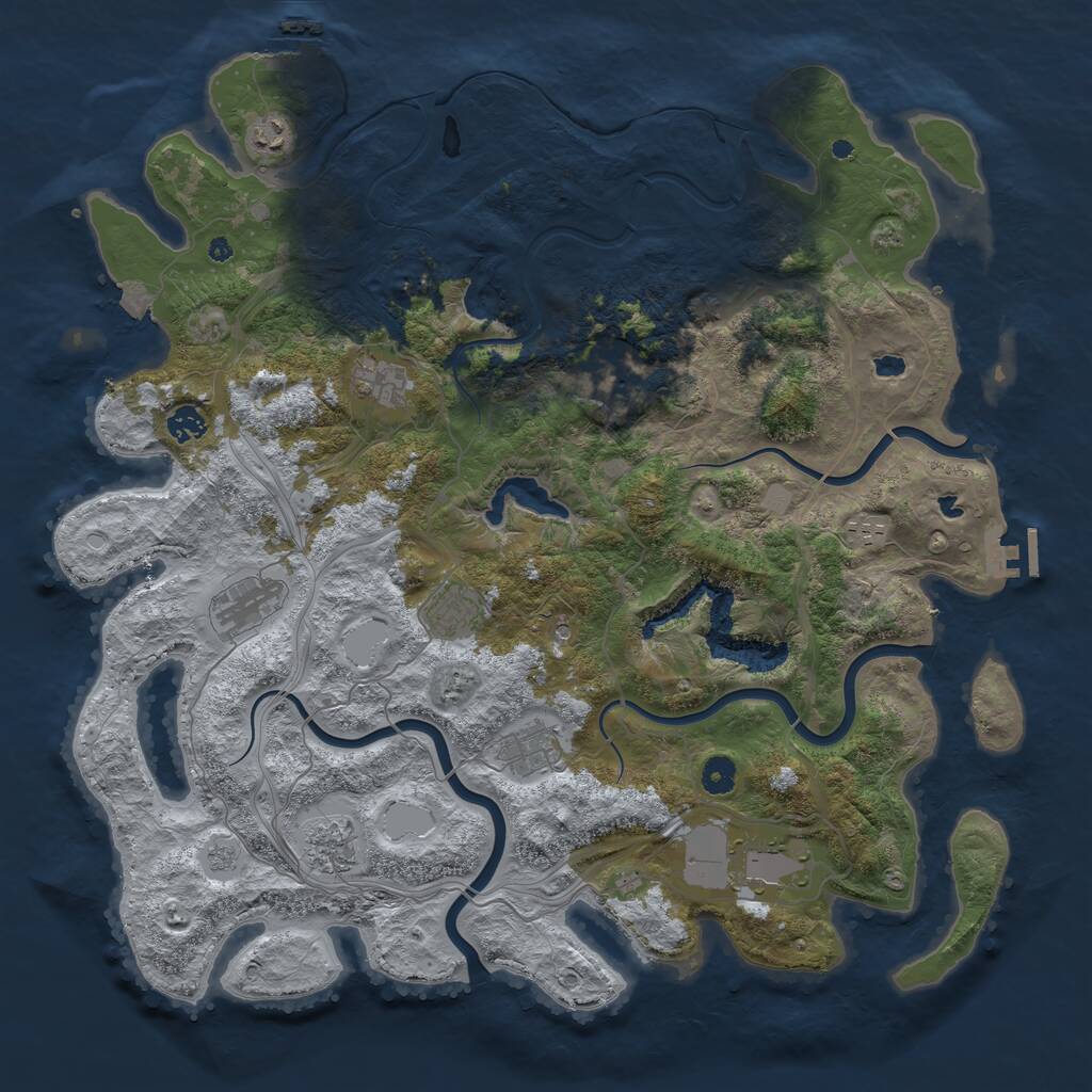 Rust Map: Procedural Map, Size: 4500, Seed: 8276786, 16 Monuments