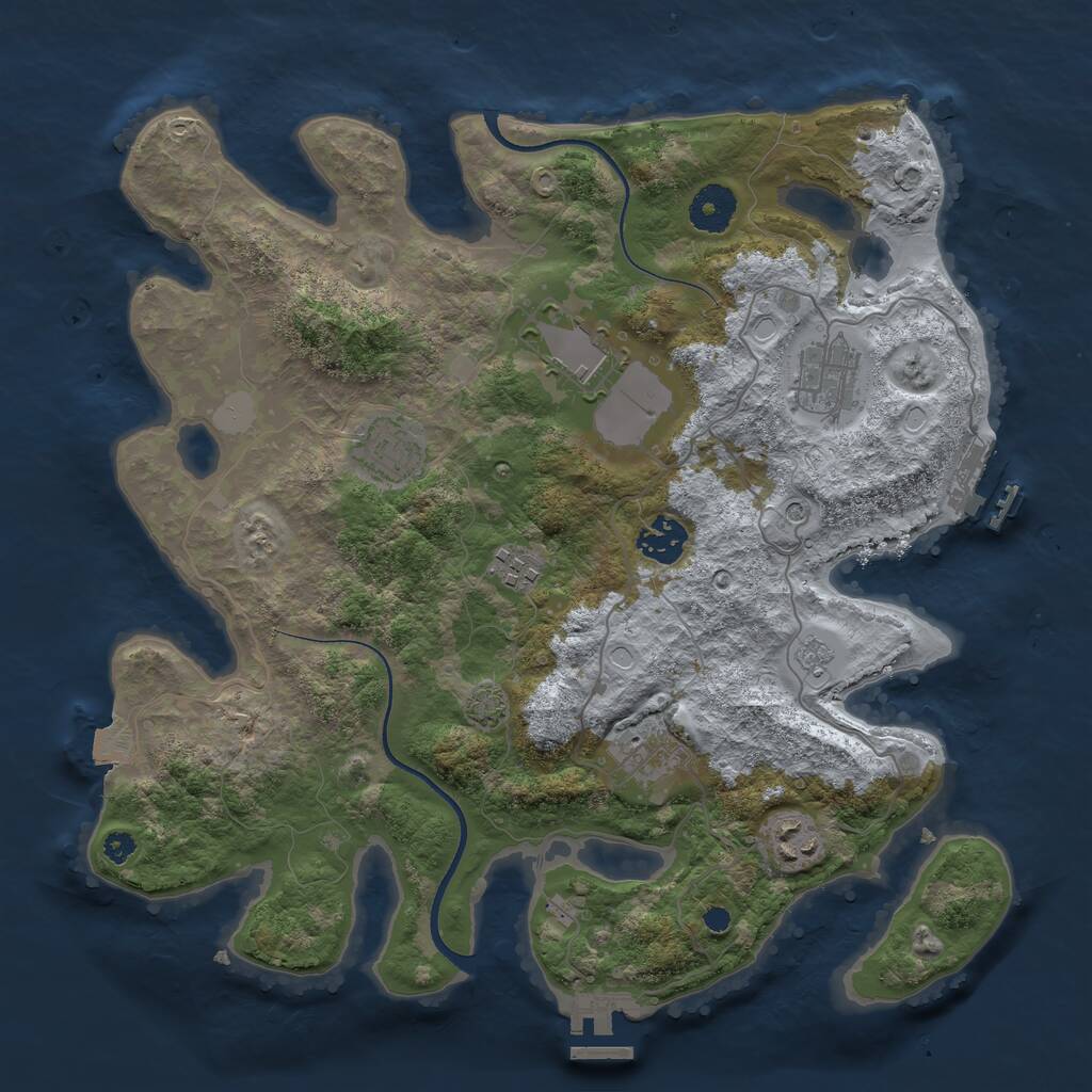 Rust Map: Procedural Map, Size: 3500, Seed: 1517462838, 13 Monuments