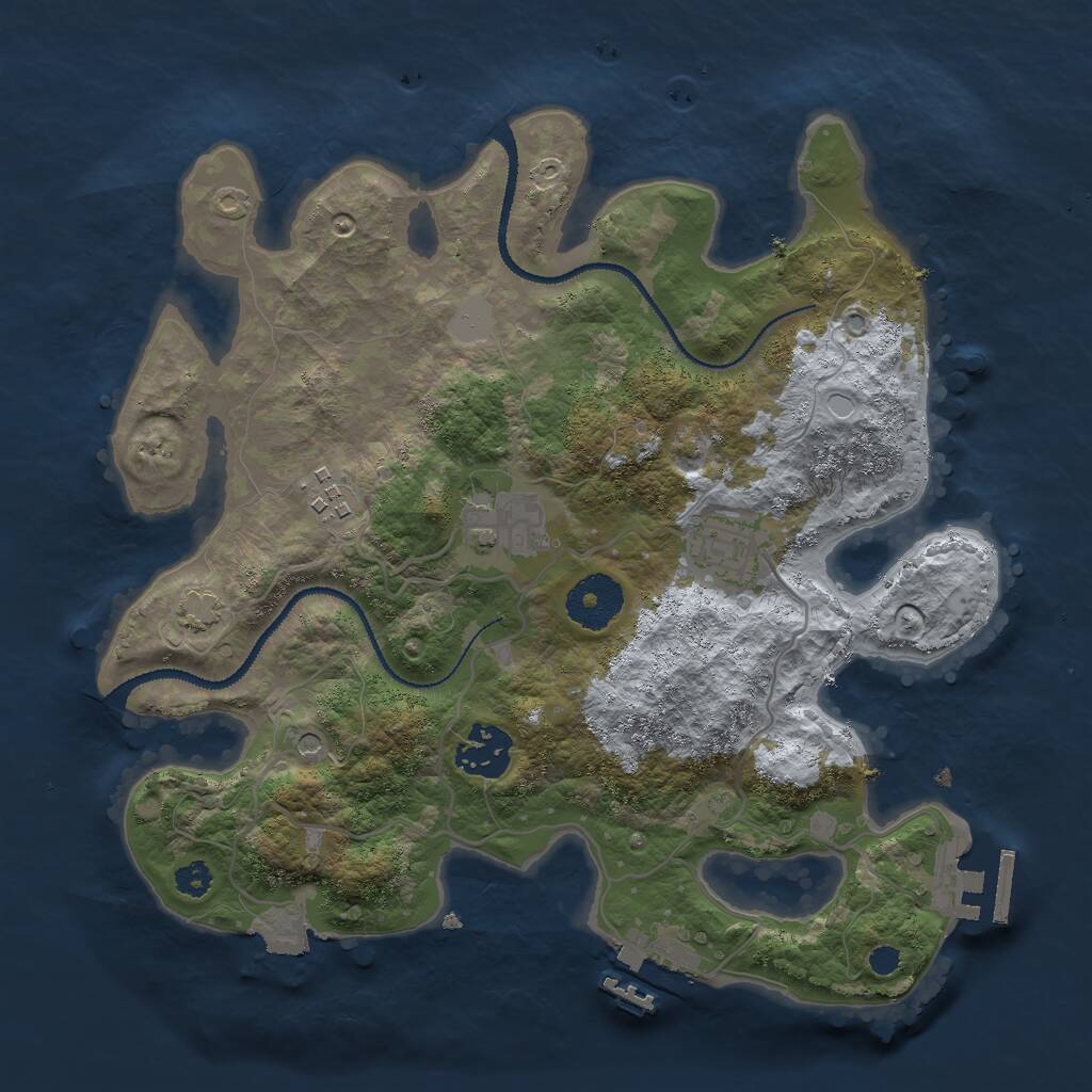 Rust Map: Procedural Map, Size: 3000, Seed: 6434, 9 Monuments