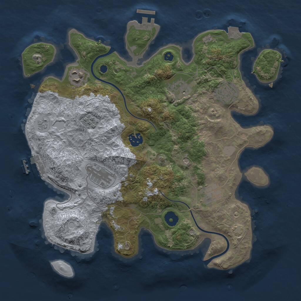 Rust Map: Procedural Map, Size: 3250, Seed: 1276092, 13 Monuments