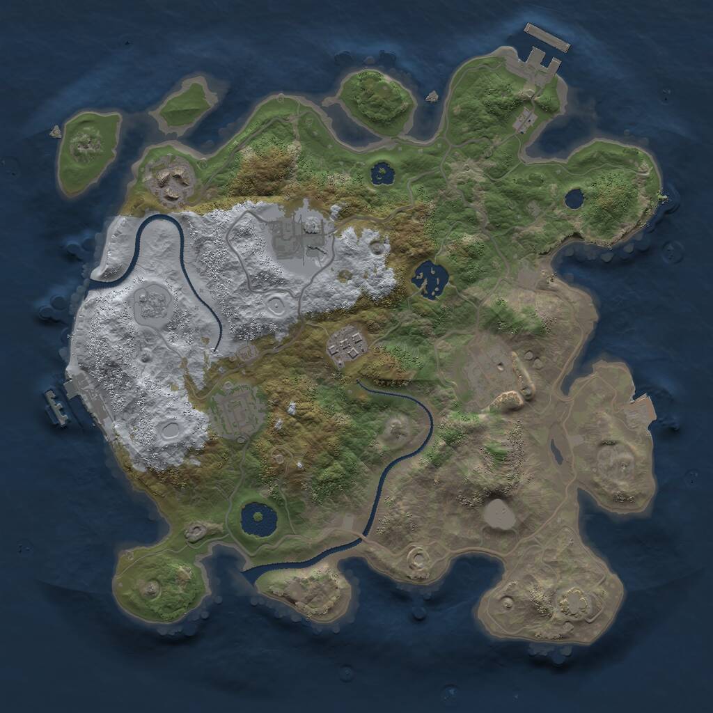 Rust Map: Procedural Map, Size: 3000, Seed: 364201779, 11 Monuments