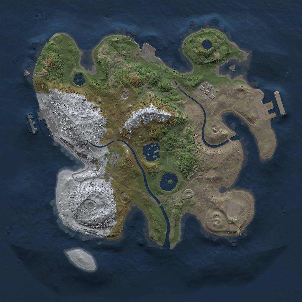 Rust Map: Procedural Map, Size: 2500, Seed: 1276092, 6 Monuments