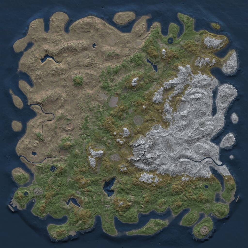 Rust Map: Procedural Map, Size: 6000, Seed: 187644126, 17 Monuments