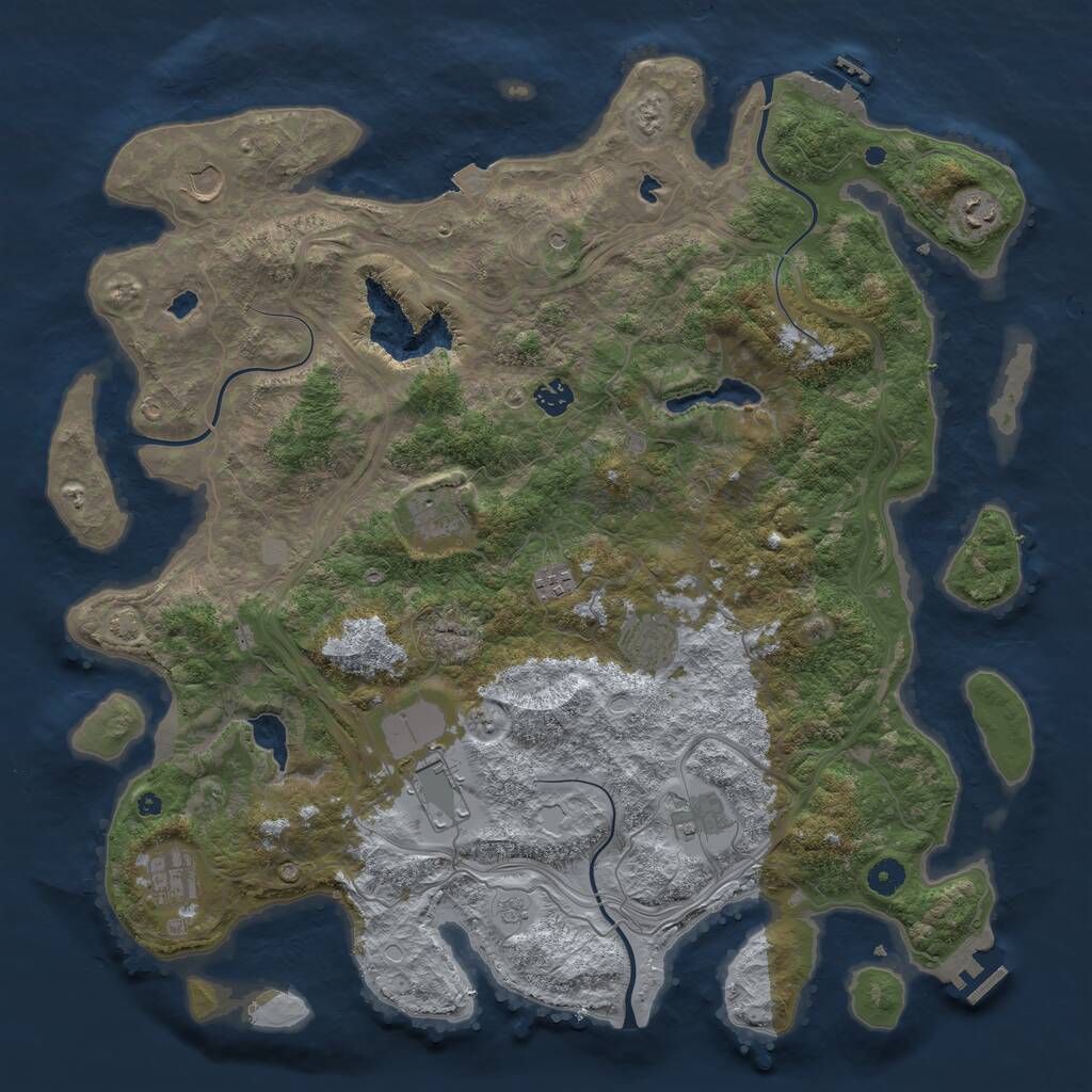 Rust Map: Procedural Map, Size: 4500, Seed: 1118027615, 15 Monuments