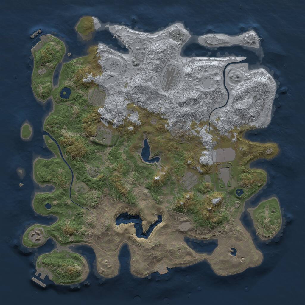 Rust Map: Procedural Map, Size: 4000, Seed: 1391587548, 13 Monuments