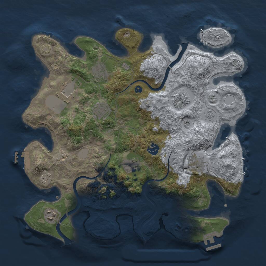 Rust Map: Procedural Map, Size: 3500, Seed: 2067574077, 15 Monuments