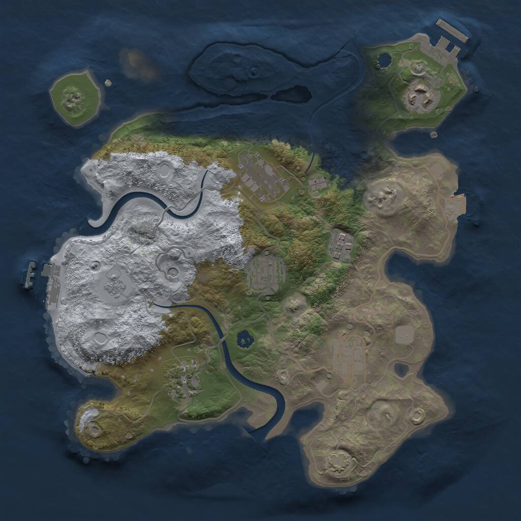 Rust Map: Procedural Map, Size: 3000, Seed: 124666091, 12 Monuments