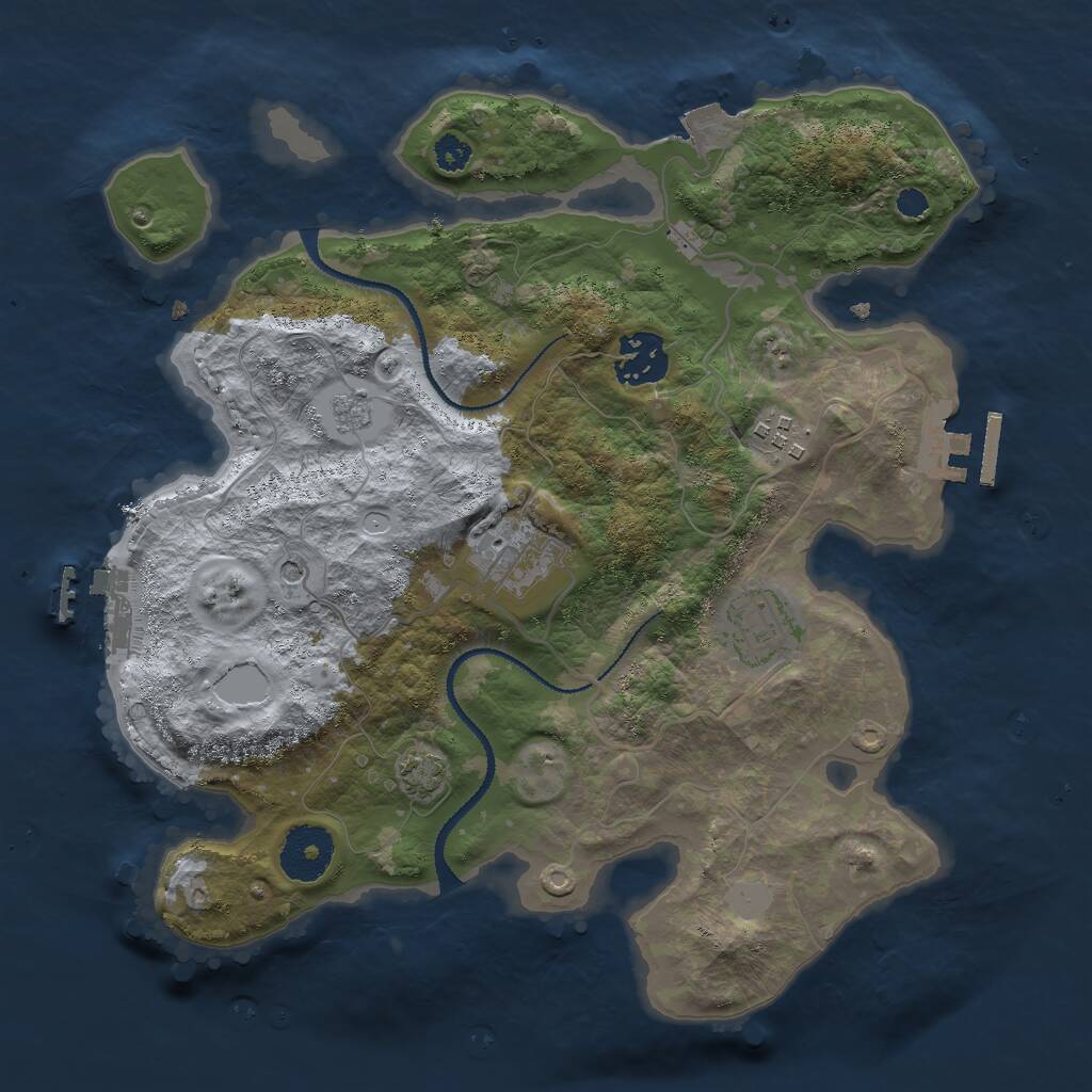 Rust Map: Procedural Map, Size: 3000, Seed: 124666091, 10 Monuments