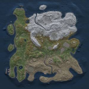 Thumbnail Rust Map: Procedural Map, Size: 3700, Seed: 2131988936, 13 Monuments