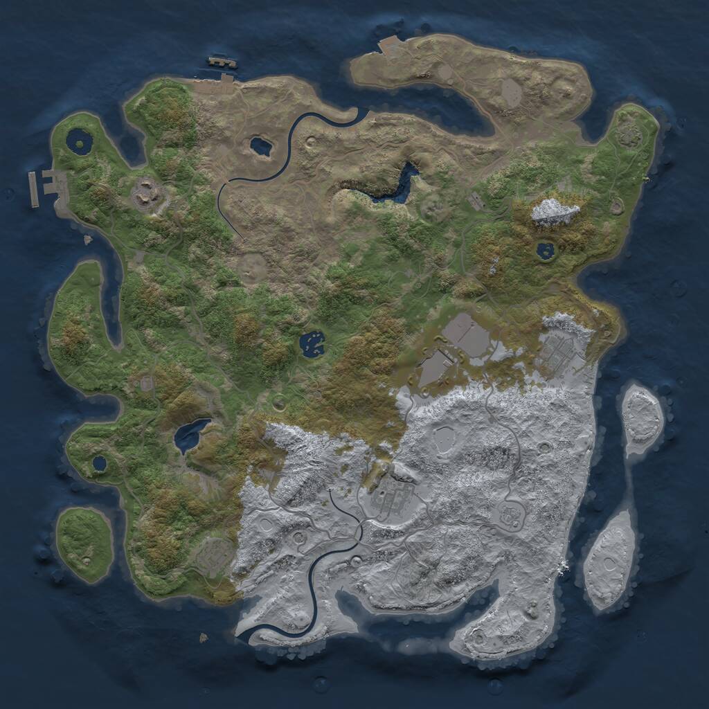 Rust Map: Procedural Map, Size: 4000, Seed: 288751152, 12 Monuments