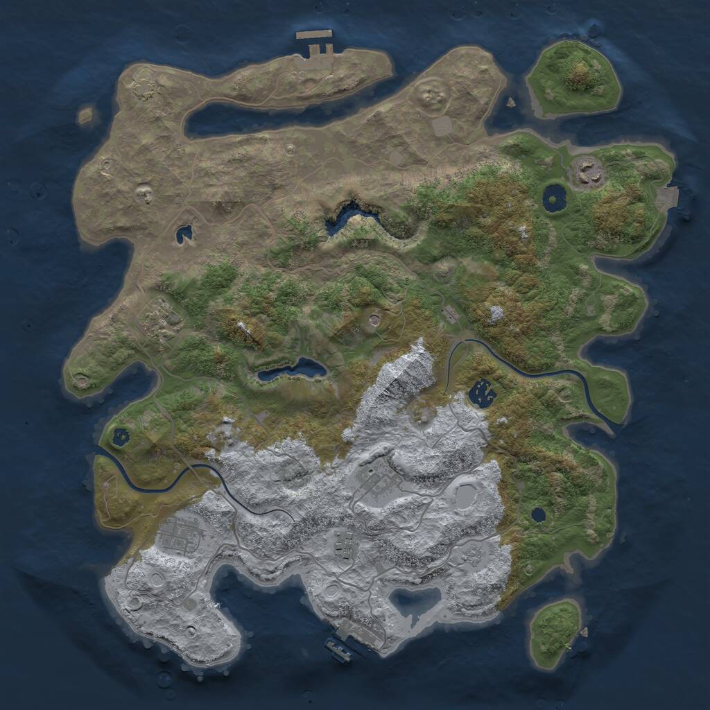 Rust Map: Procedural Map, Size: 4000, Seed: 14445, 12 Monuments
