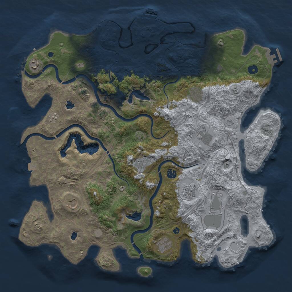 Rust Map: Procedural Map, Size: 4500, Seed: 1262593162, 16 Monuments