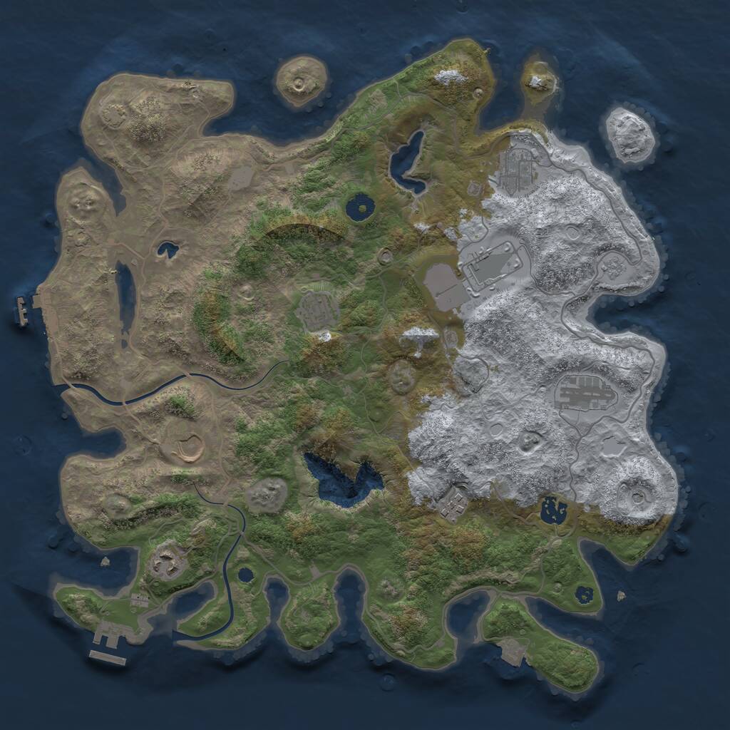 Rust Map: Procedural Map, Size: 4000, Seed: 2002219930, 14 Monuments