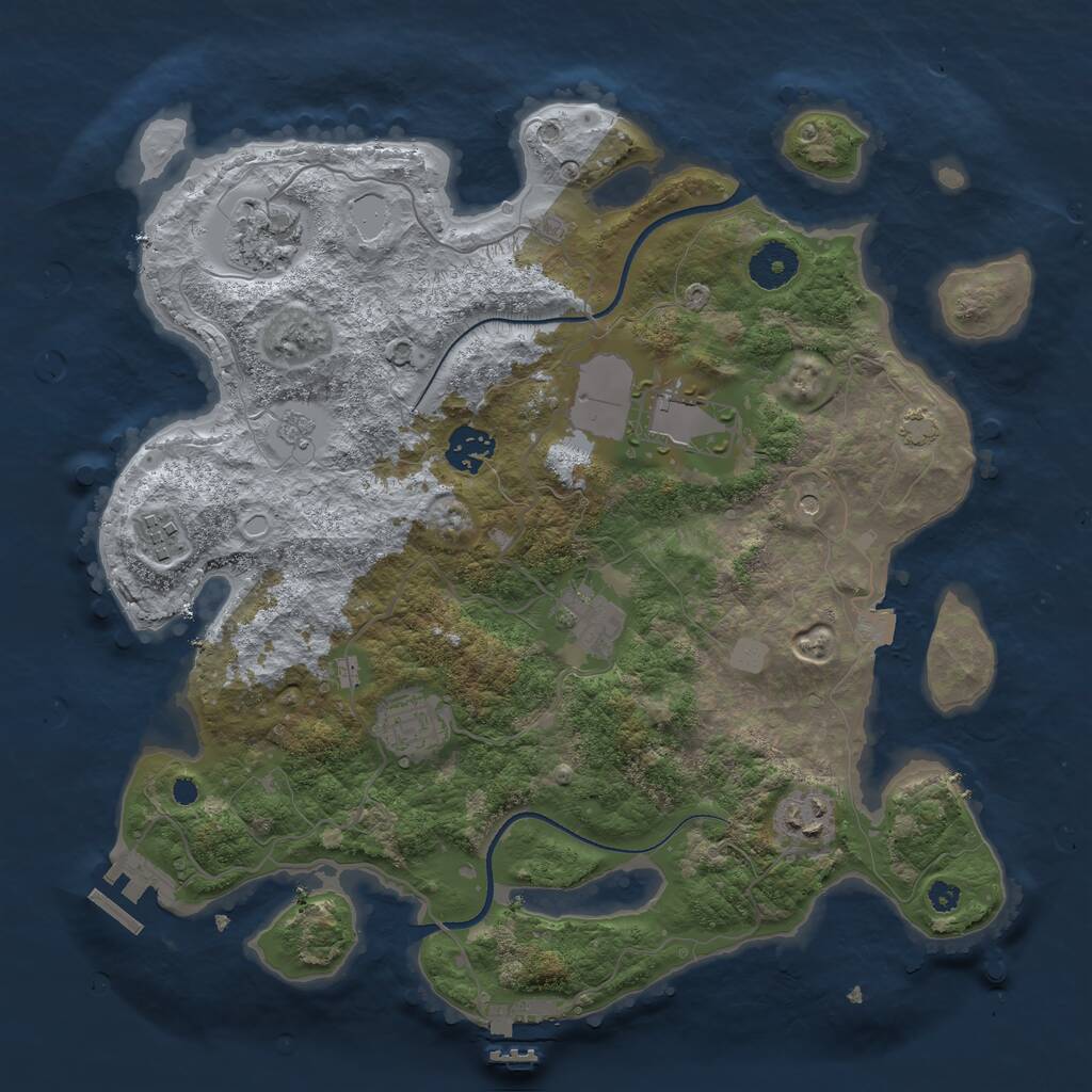 Rust Map: Procedural Map, Size: 3500, Seed: 1282472789, 13 Monuments