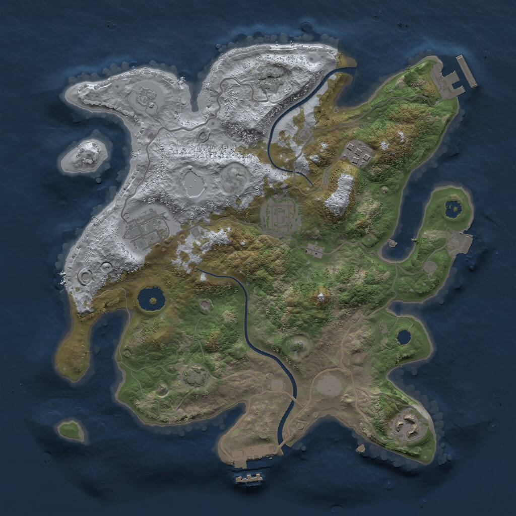 Rust Map: Procedural Map, Size: 3000, Seed: 42992, 9 Monuments