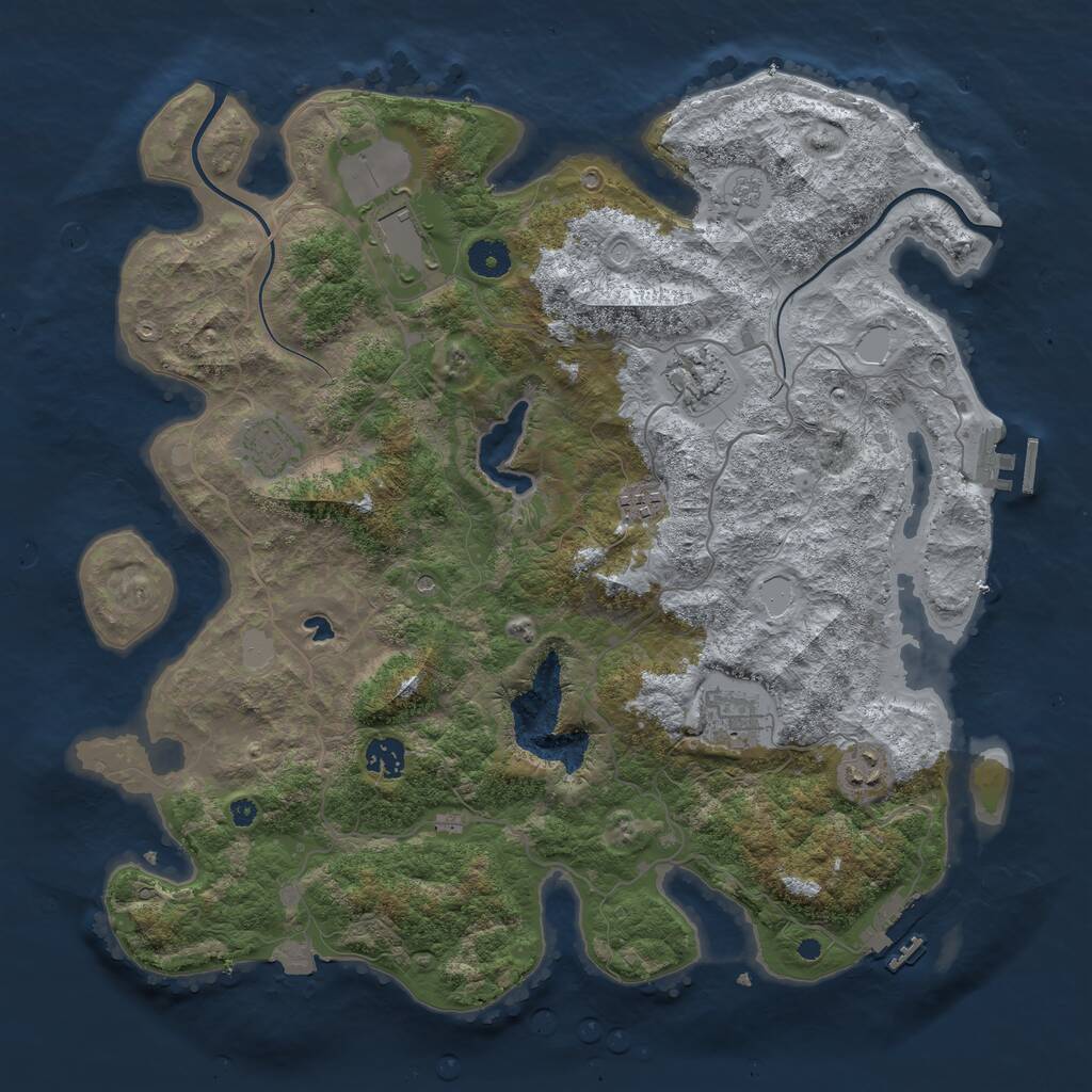 Rust Map: Procedural Map, Size: 4000, Seed: 308783322, 12 Monuments