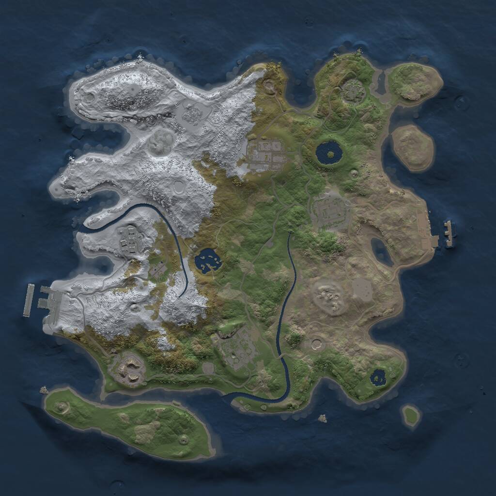 Rust Map: Procedural Map, Size: 3000, Seed: 851816138, 12 Monuments