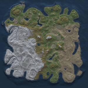 Thumbnail Rust Map: Procedural Map, Size: 4500, Seed: 1230828501, 17 Monuments