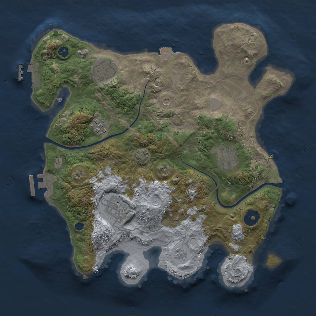 Rust Map: Procedural Map, Size: 3000, Seed: 52158, 10 Monuments