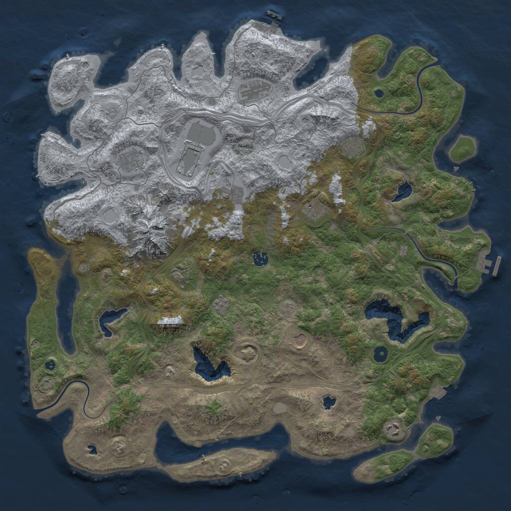 Rust Map: Procedural Map, Size: 5000, Seed: 620179080, 17 Monuments