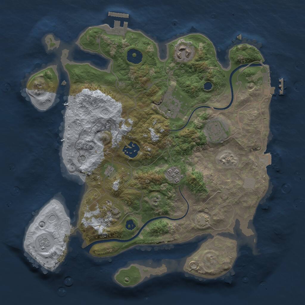 Rust Map: Procedural Map, Size: 3000, Seed: 420862489, 12 Monuments