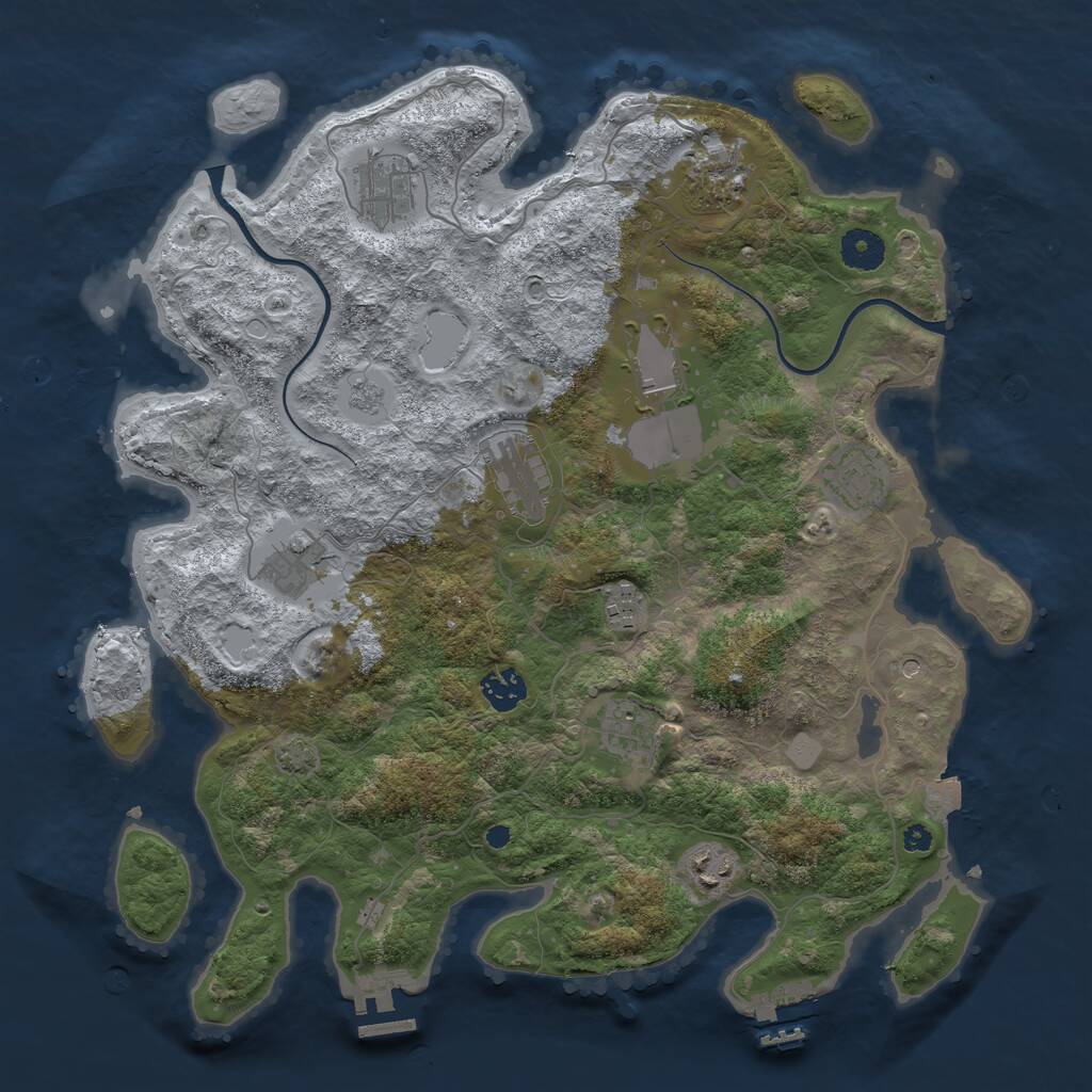 Rust Map: Procedural Map, Size: 3800, Seed: 1002150258, 16 Monuments