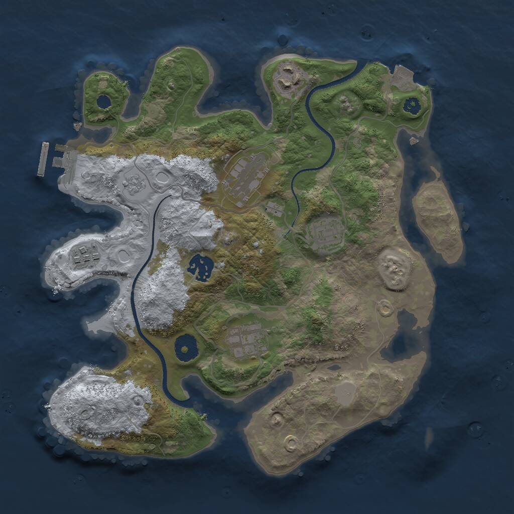 Rust Map: Procedural Map, Size: 3000, Seed: 571086177, 9 Monuments