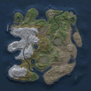 Thumbnail Rust Map: Procedural Map, Size: 3000, Seed: 571086177, 9 Monuments