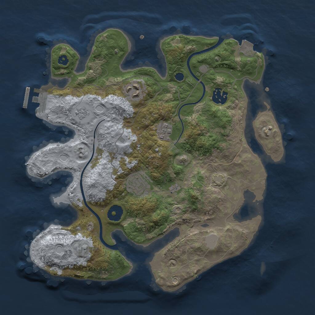 Rust Map: Procedural Map, Size: 3000, Seed: 571086177, 8 Monuments