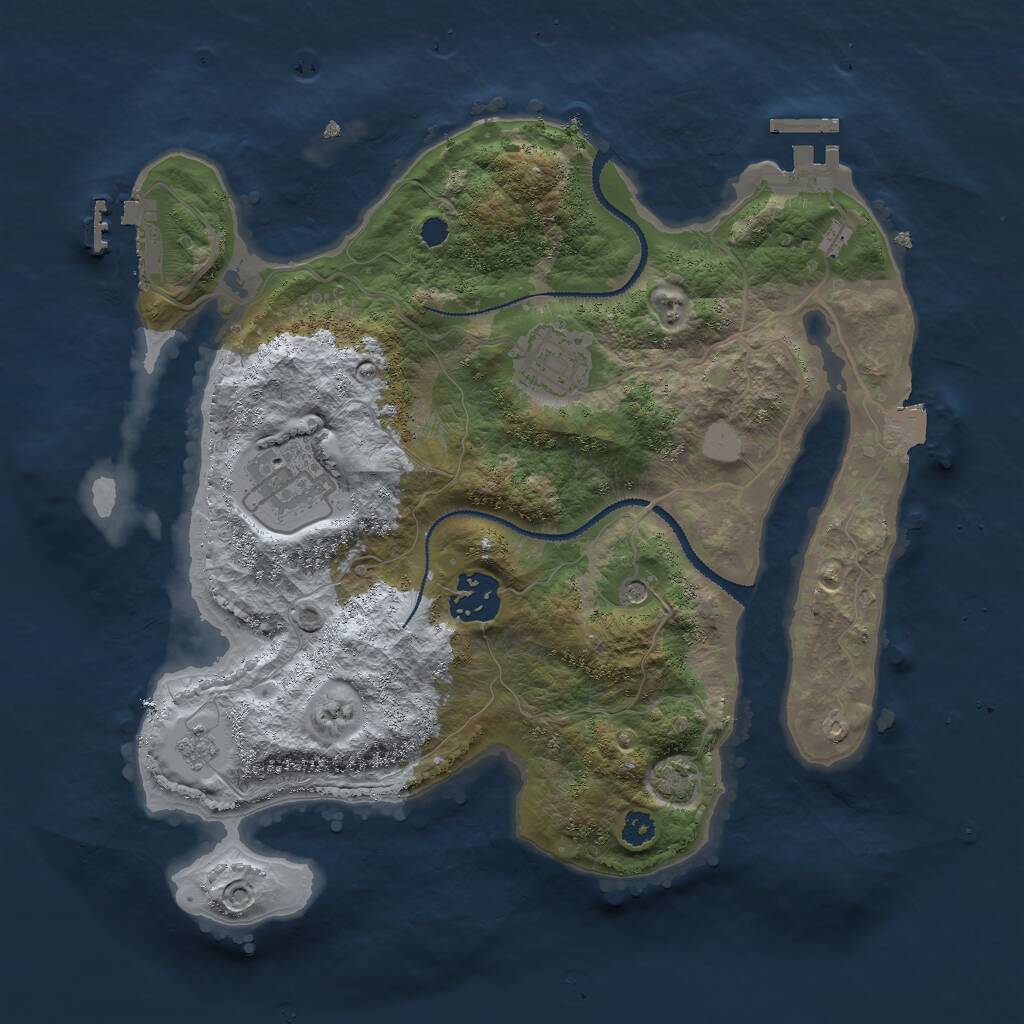 Rust Map: Procedural Map, Size: 3000, Seed: 32330, 9 Monuments