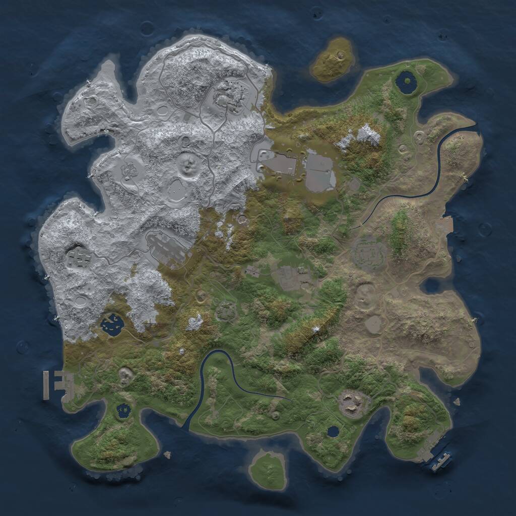 Rust Map: Procedural Map, Size: 3600, Seed: 832936991, 14 Monuments